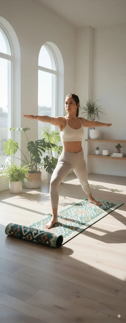 Moab Plains Yoga Mat – 6 mm Extra Thick, Double-Sided Non-Slip, Eco-Friendly PER with Moss Green Nature-Inspired Design | Yune Yoga
