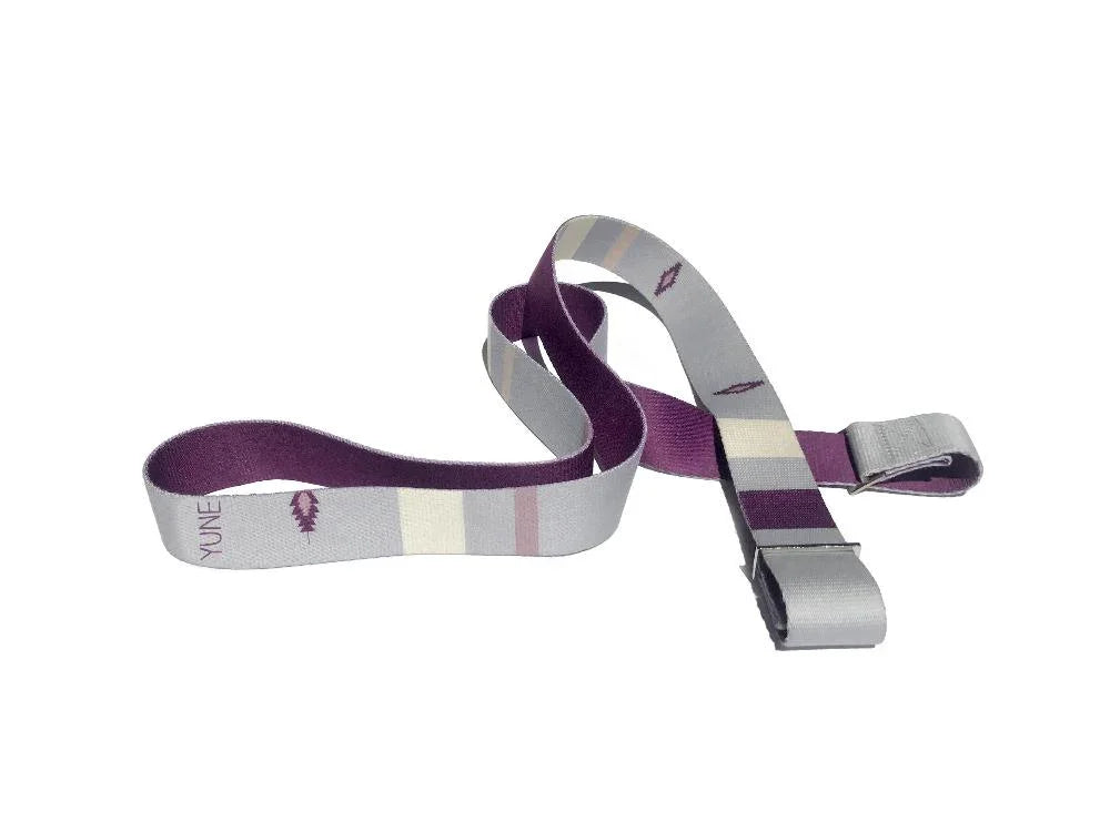 Suzy Yoga Strap – Grey Stretching Strap w/ Metal Buckles | Yune Yoga
