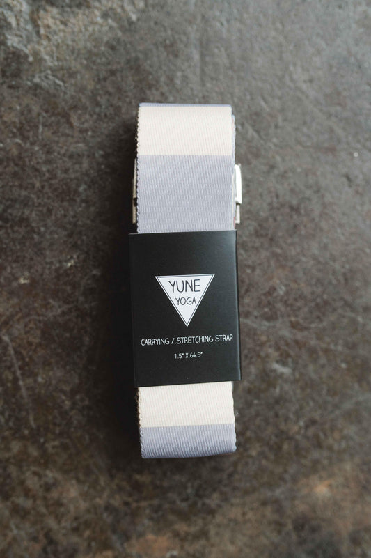 Suzy Yoga Strap – Grey Stretching Strap w/ Metal Buckles | Yune Yoga